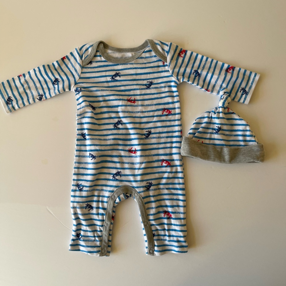 Baby Essentials one piece with matching hat size 6 months